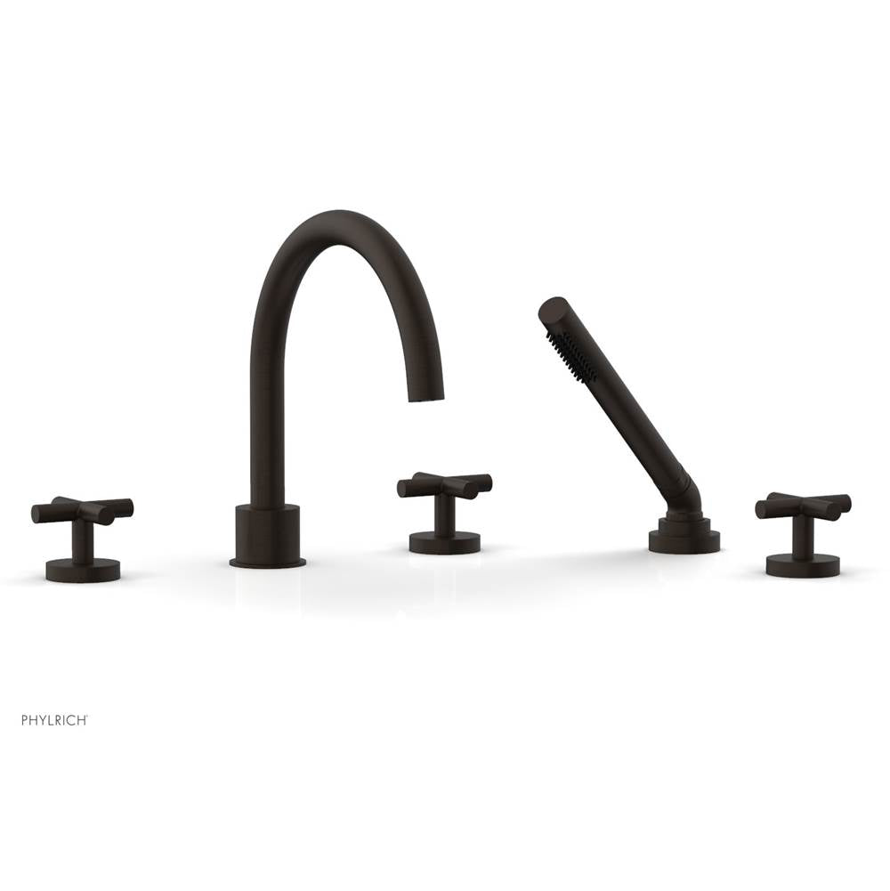 Phylrich - Deck Tub Set W H/Shwr Cross Handle - Antique Bronze