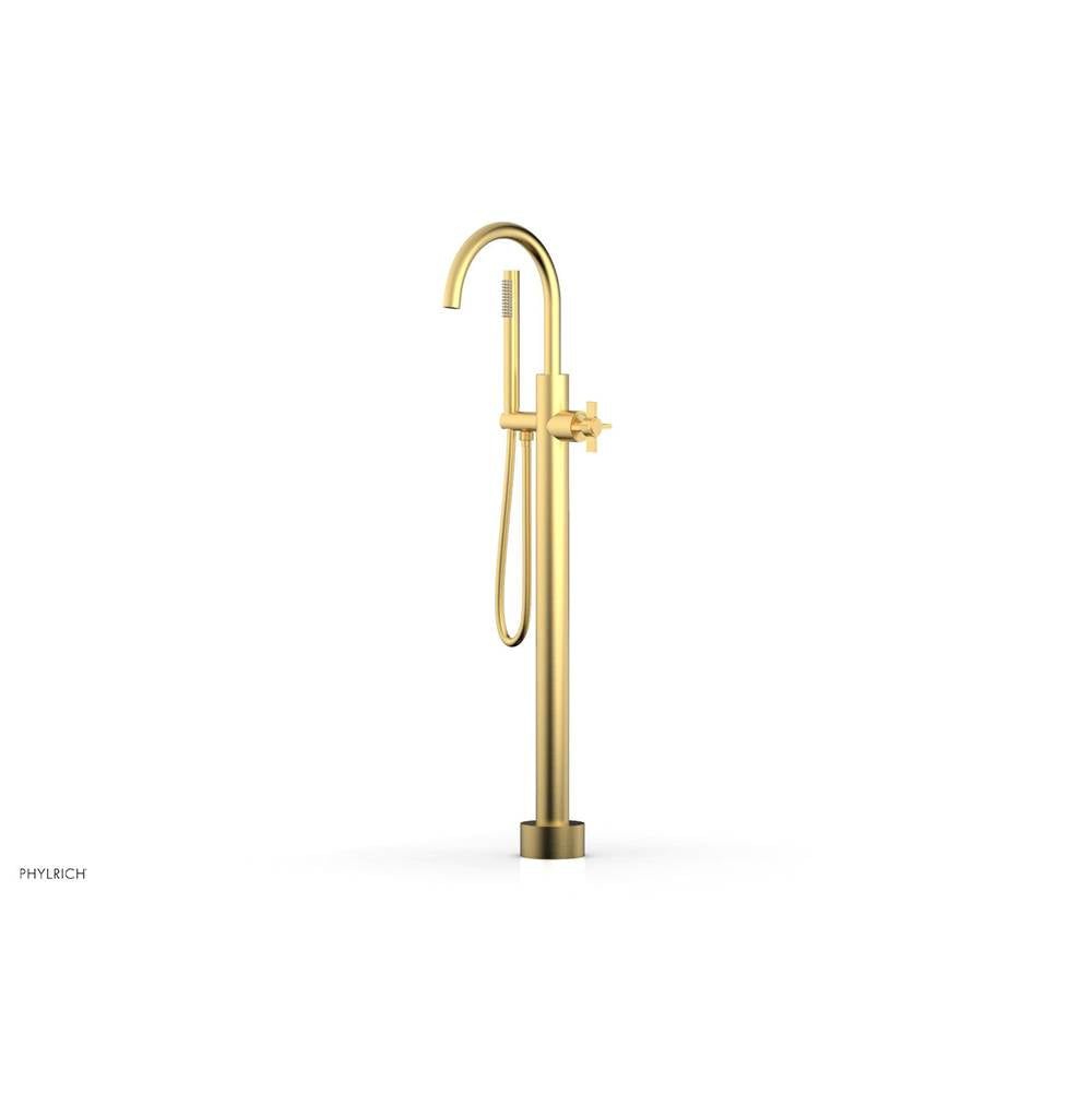 Phylrich - Floor Mounted Tub Filler Cross Blade W/Handshwr-Tall - Burnished Gold