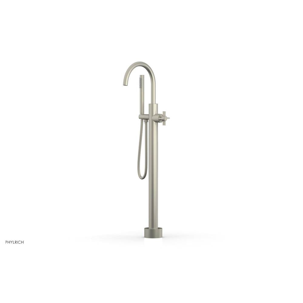 Phylrich - Floor Mounted Tub Filler Cross Blade W/Handshwr-Tall - Burnished Nickel