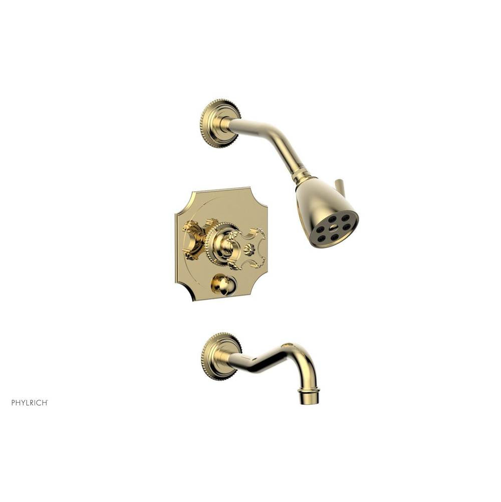 Phylrich - MARVELLE Pressure Balance Tub and Shower Set - Cross Handle 162-26 - Polished Brass Uncoated