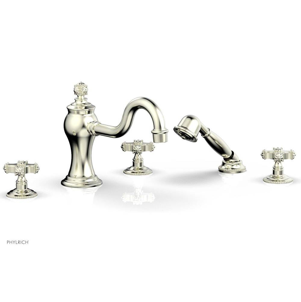 Phylrich - MARVELLE Deck Tub Set with Hand Shower - Cross Handles 162-48 - Polished Brass
