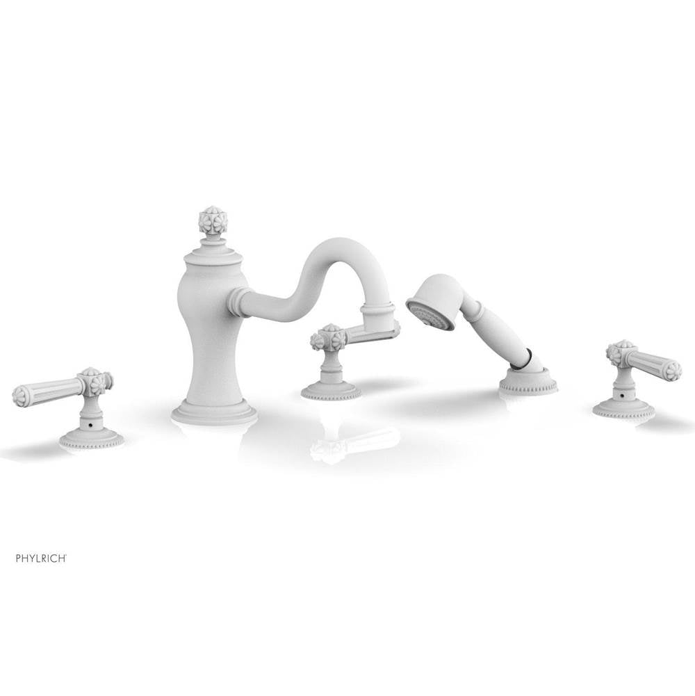 Phylrich - MARVELLE Deck Tub Set with Hand Shower - Lever Handles 162-49 - Satin White