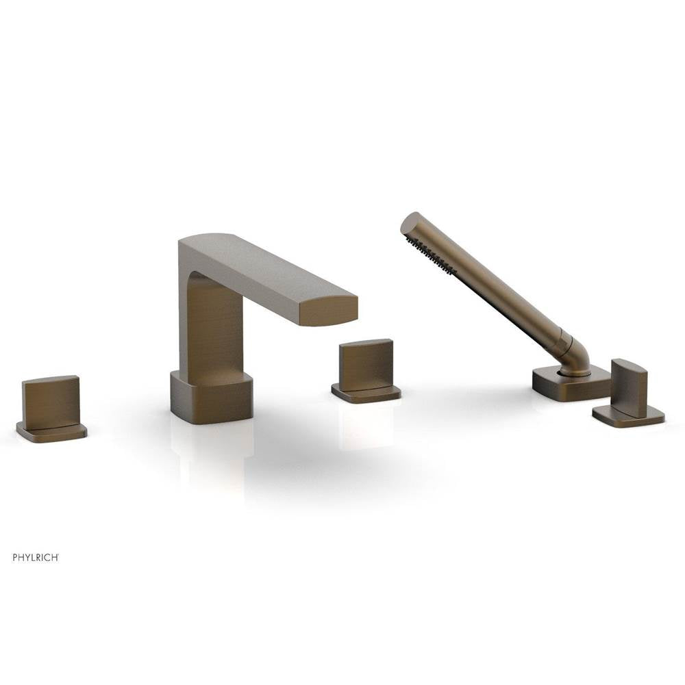 Phylrich - RADI Deck Tub Set with Hand Shower - Blade Handles 181-48 - Old English Brass