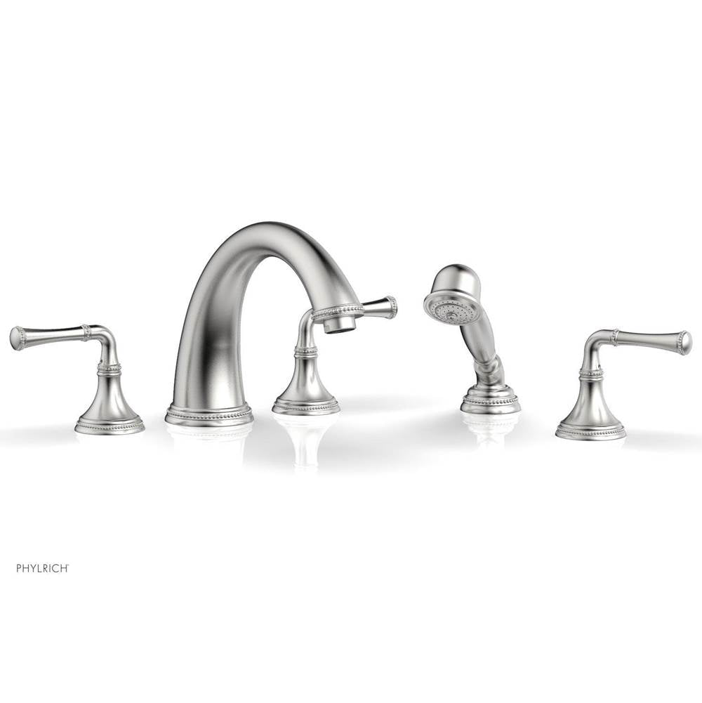 Phylrich - BEADED Deck Tub Set with Hand Shower - Lever Handles 207-48 - Satin chrome