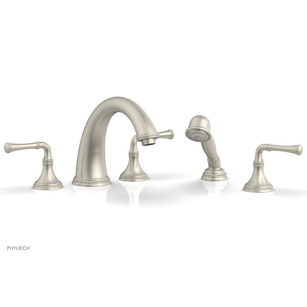 Phylrich - BEADED Deck Tub Set with Hand Shower - Lever Handles 207-48 - Burnished Nickel