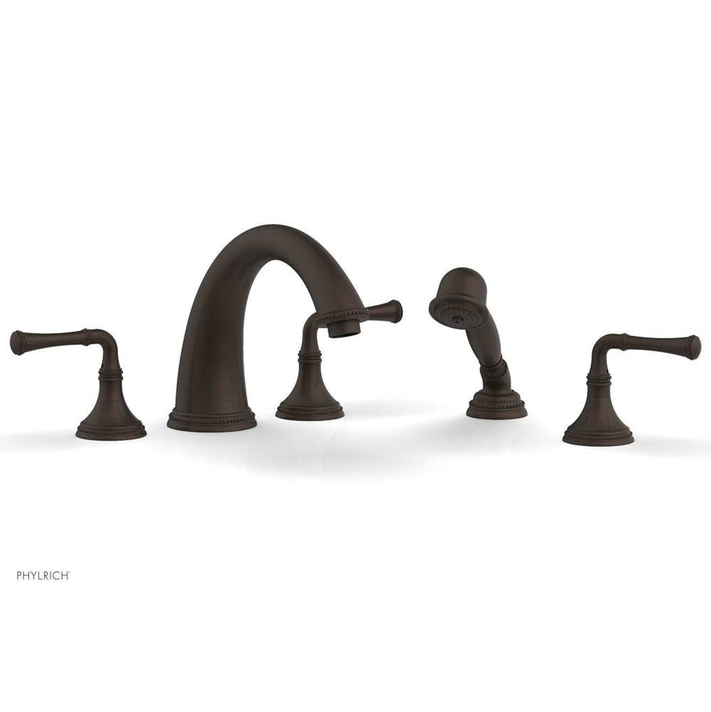 Phylrich - BEADED Deck Tub Set with Hand Shower - Lever Handles 207-48 - Antique Bronze