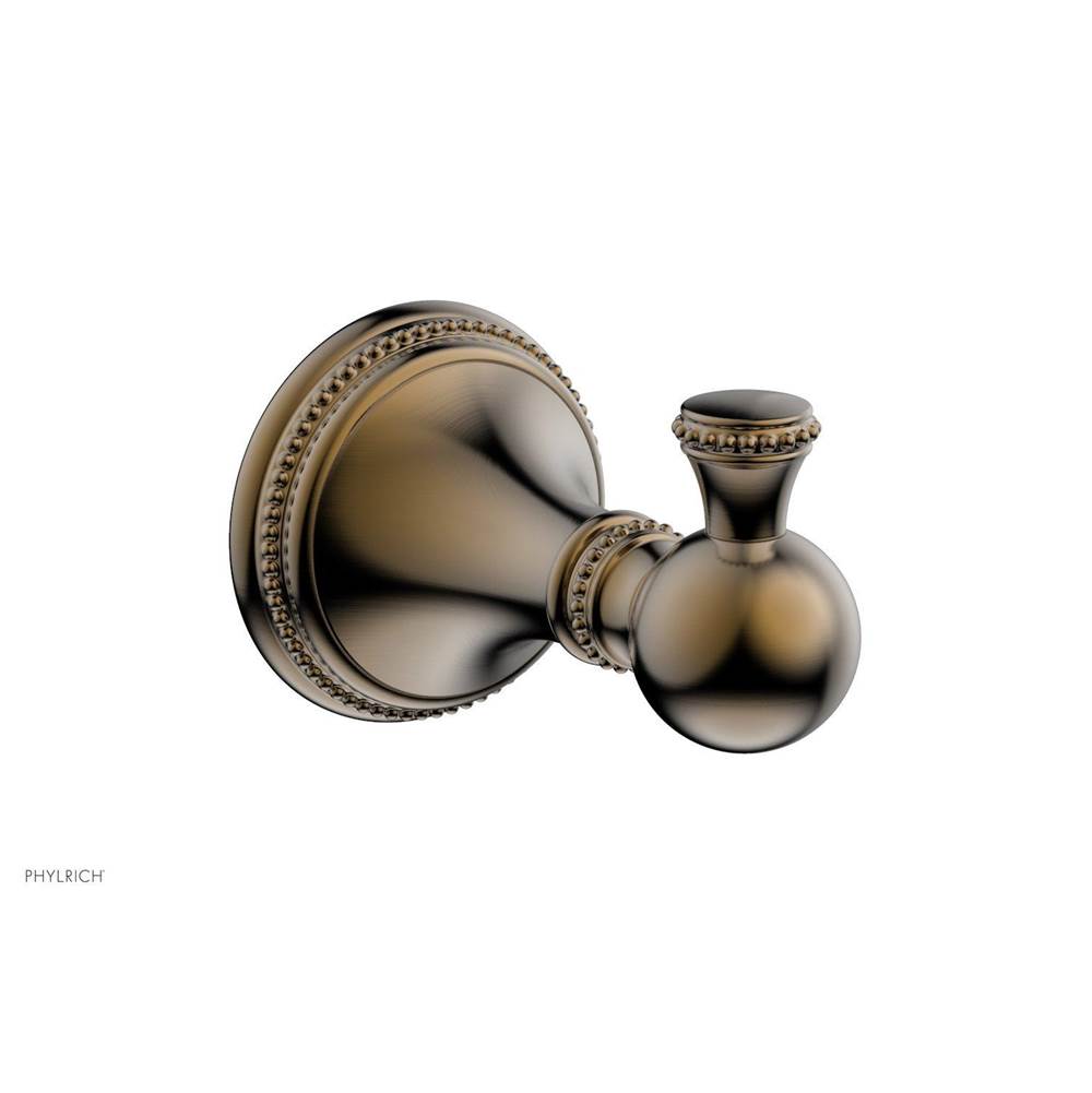 Phylrich - BEADED Single Robe Hook 207-76 - Antique Brass