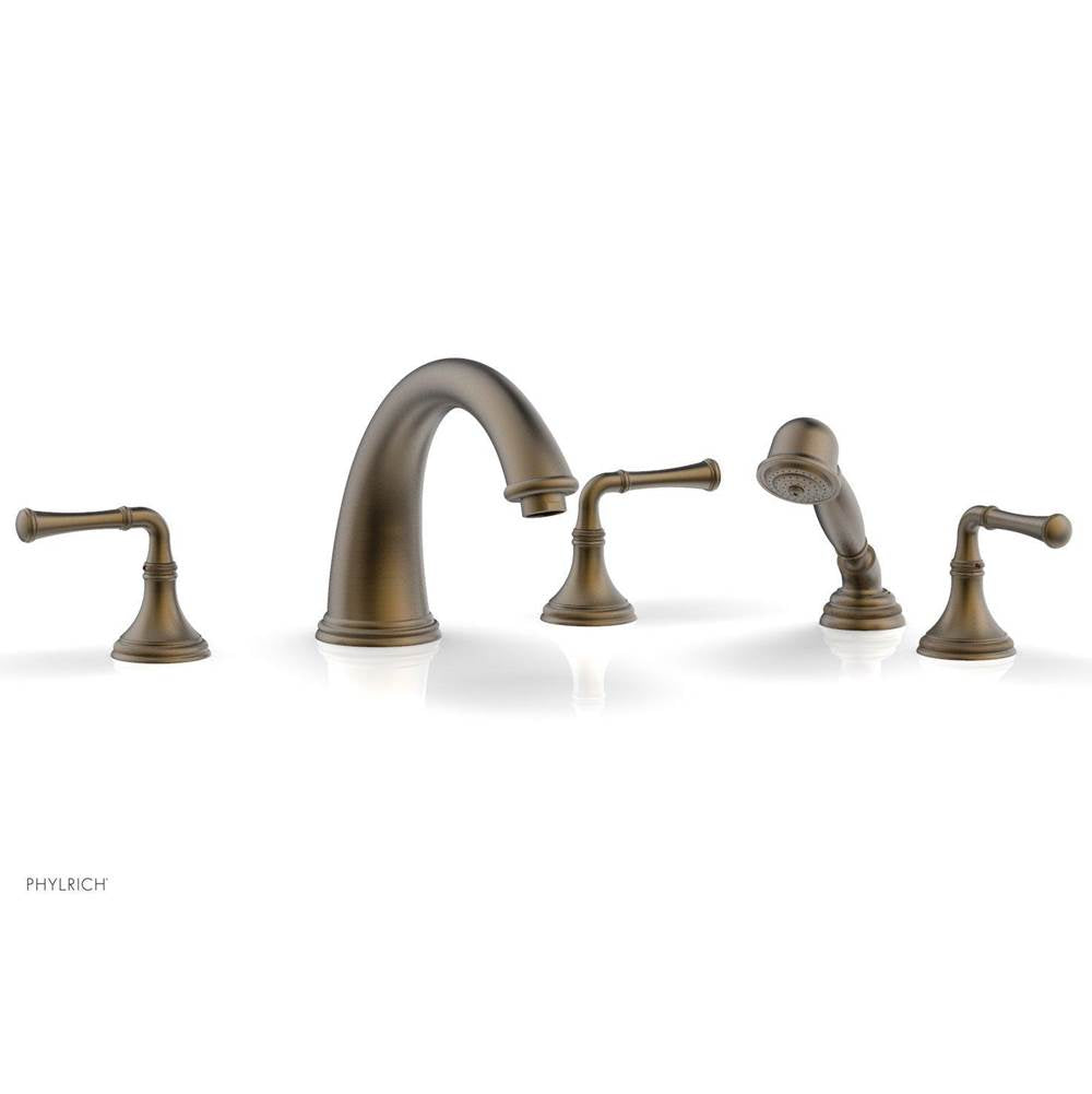 Phylrich - COINED Deck Tub Set with Hand Shower - Lever Handles 208-48 - Old English Brass