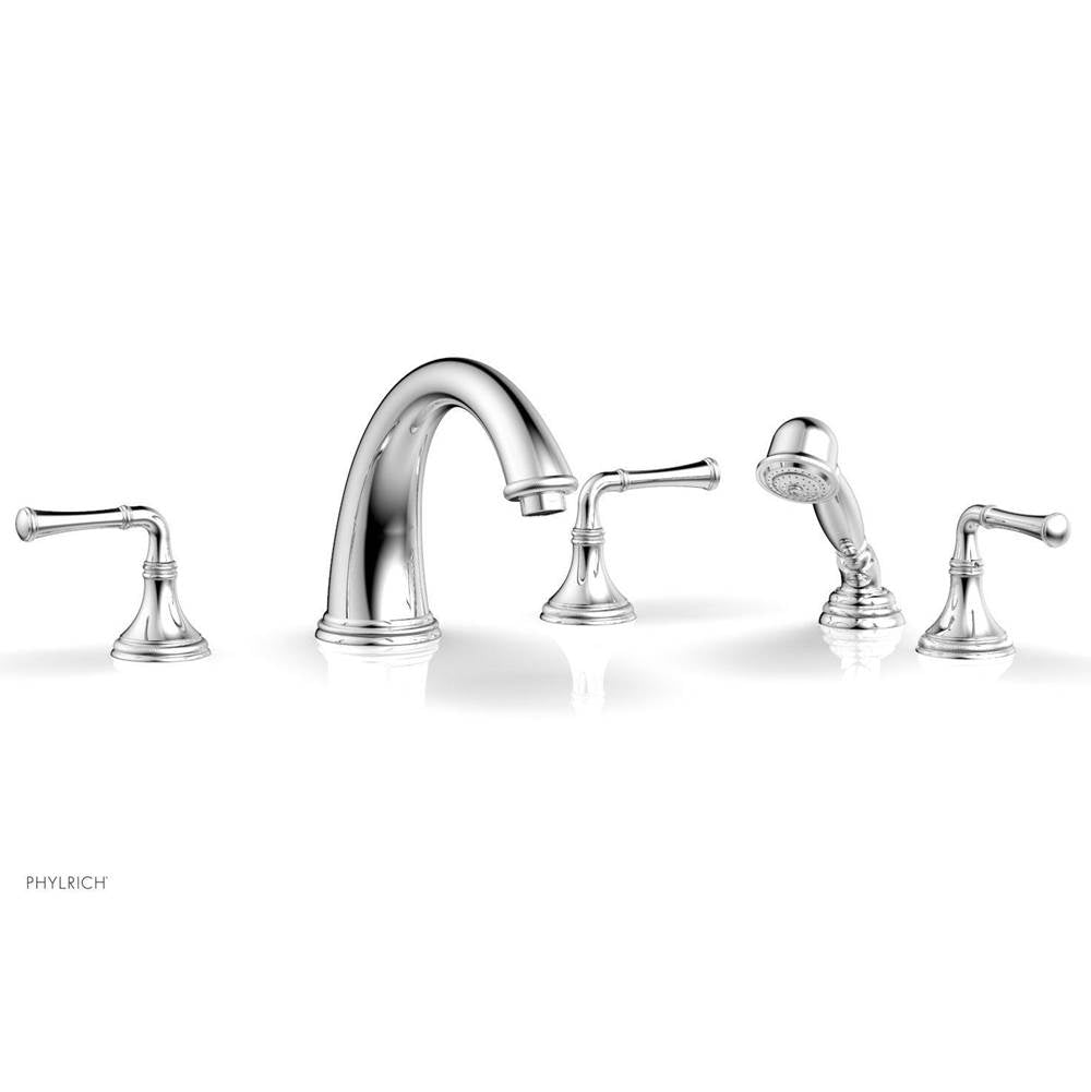 Phylrich - COINED Deck Tub Set with Hand Shower - Lever Handles 208-48 - Satin Brass