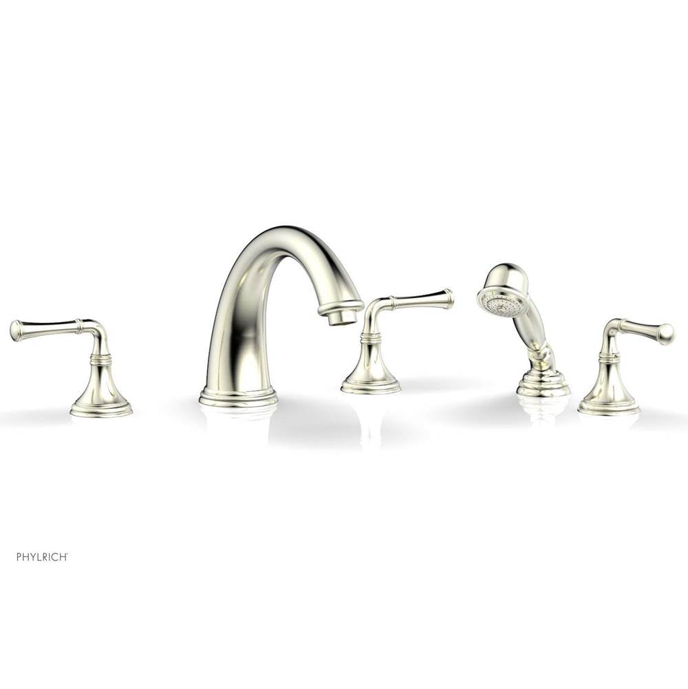 Phylrich - COINED Deck Tub Set with Hand Shower - Lever Handles 208-48 - Polished Brass