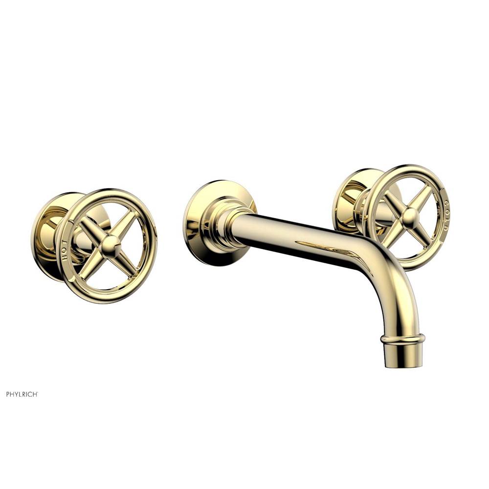 Phylrich - Wall Lav Faucet Works, Cross Handles - Polished Brass Uncoated