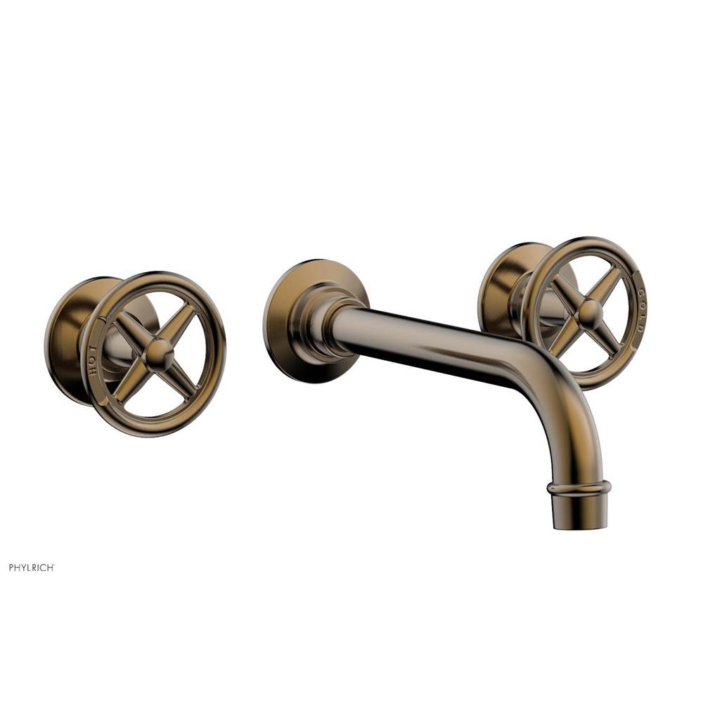 Phylrich - Wall Lav Faucet Works, Cross Handles - Antique Brass