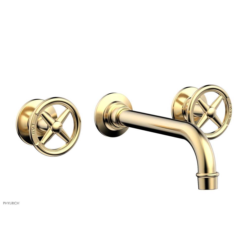 Phylrich - Wall Lav Faucet Works, Cross Handles - Satin Brass
