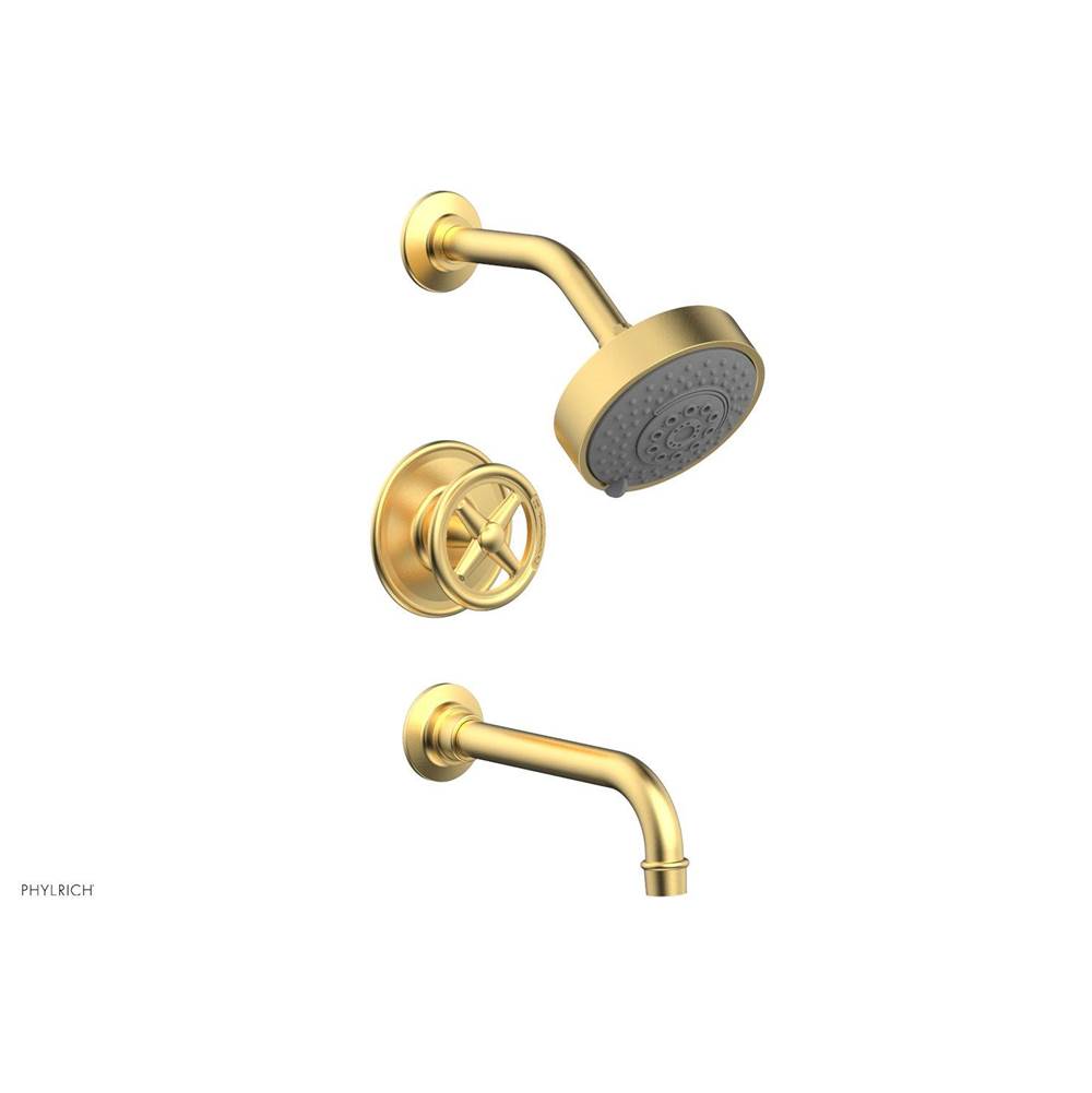 Phylrich - Pb Tub & Shwr Kit Works, Cross Handle - Burnished Gold