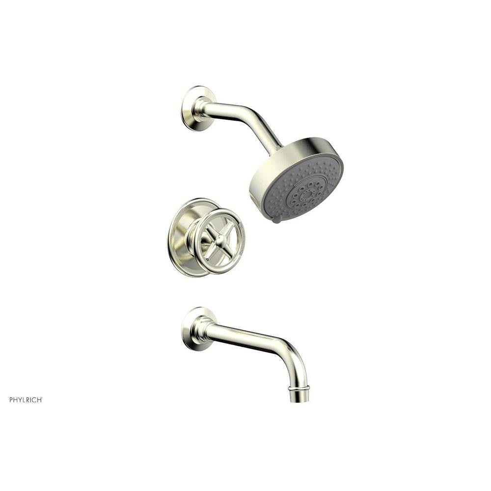 Phylrich - Pb Tub & Shwr Kit Works, Cross Handle - Satin Nickel