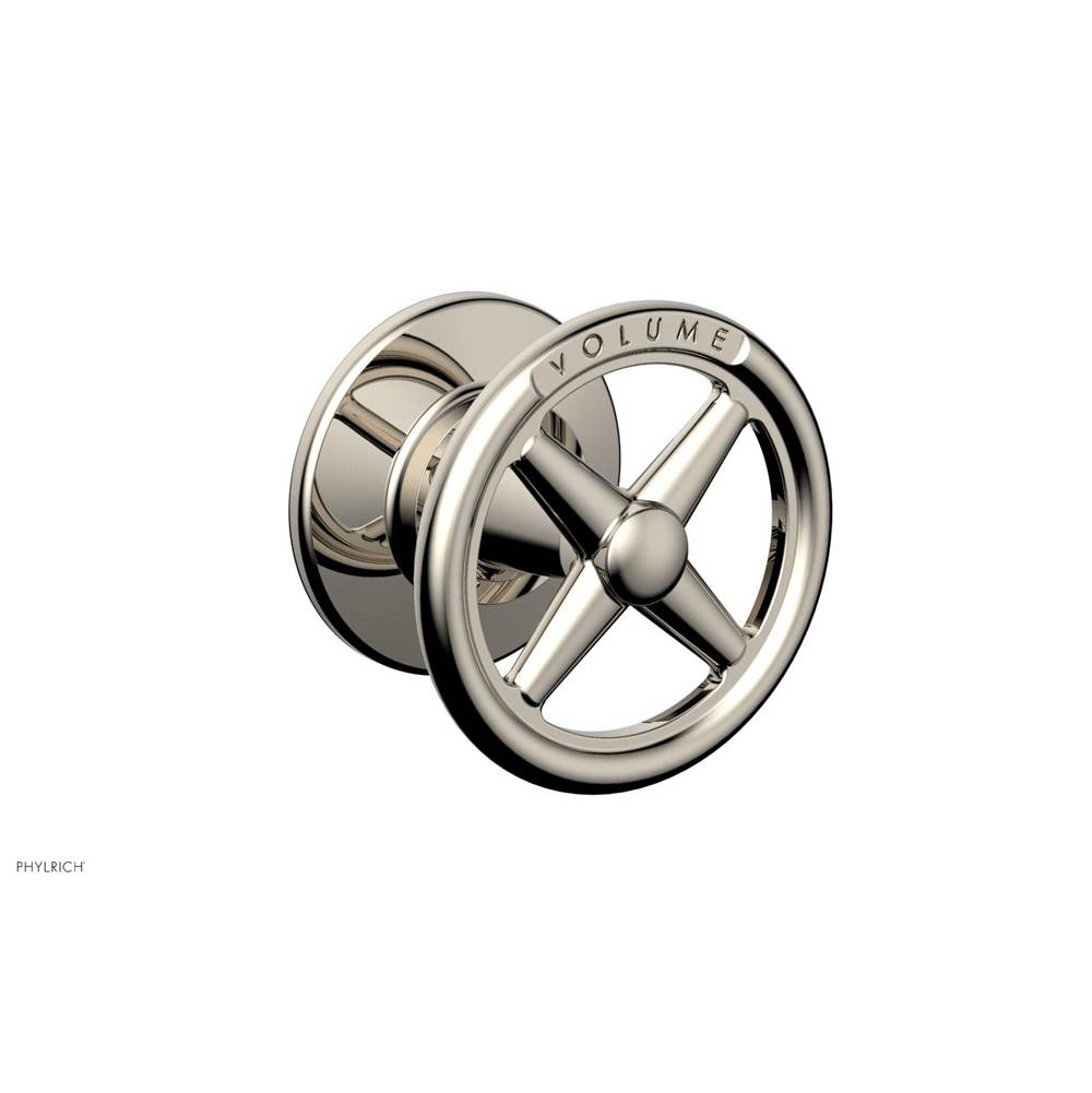 Phylrich - Volume Control Trim Works, Cross Handle Engraved - Polished Nickel