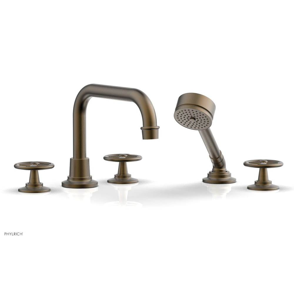 Phylrich - Deck Tub Set Works W/ Hs, Cross Handle - Polished Brass Uncoated