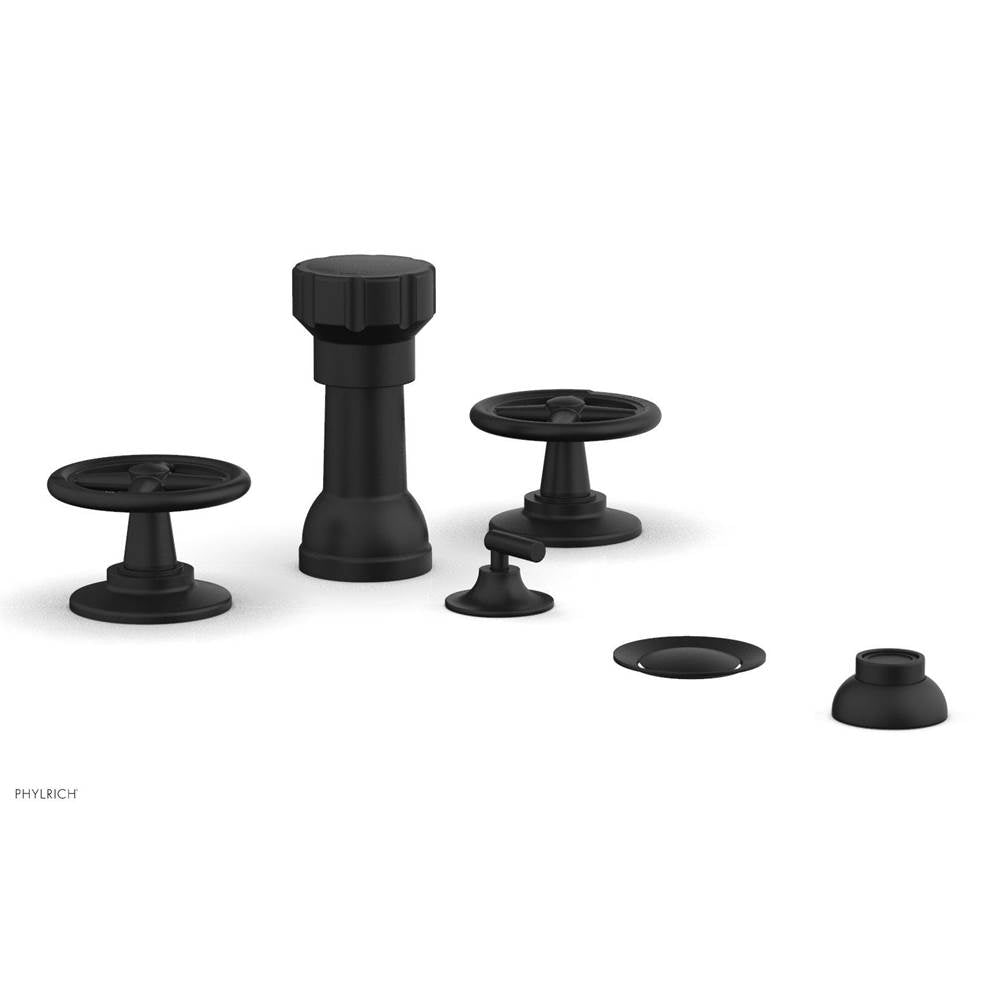 Phylrich - Four Hole Bidet Set Works, Cross Handle - Matte Black