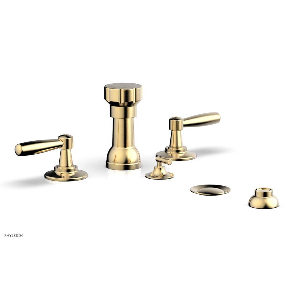 Phylrich - Four Hole Bidet Set Works, Lever Handle - Satin Brass