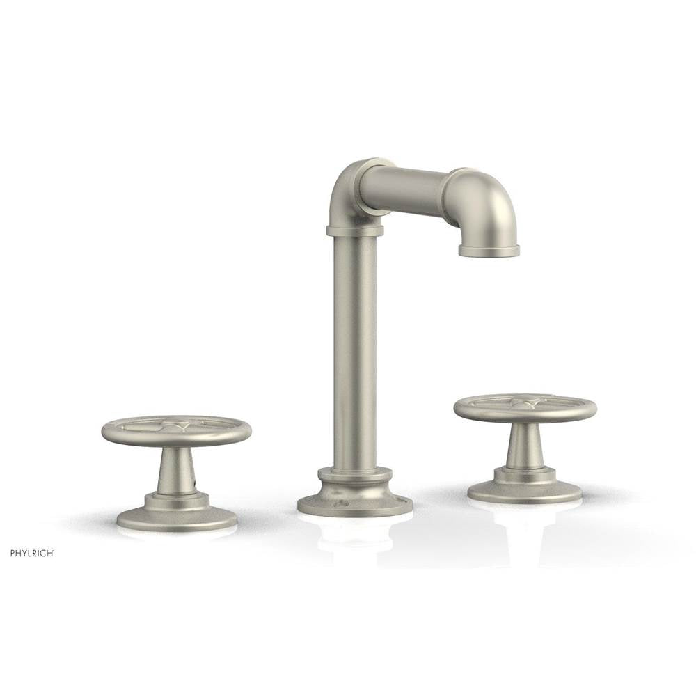 Phylrich - WORKS 2 Widespread Faucet, Square Spt, Hight Spout, Cross Handles - Burnished Nickel