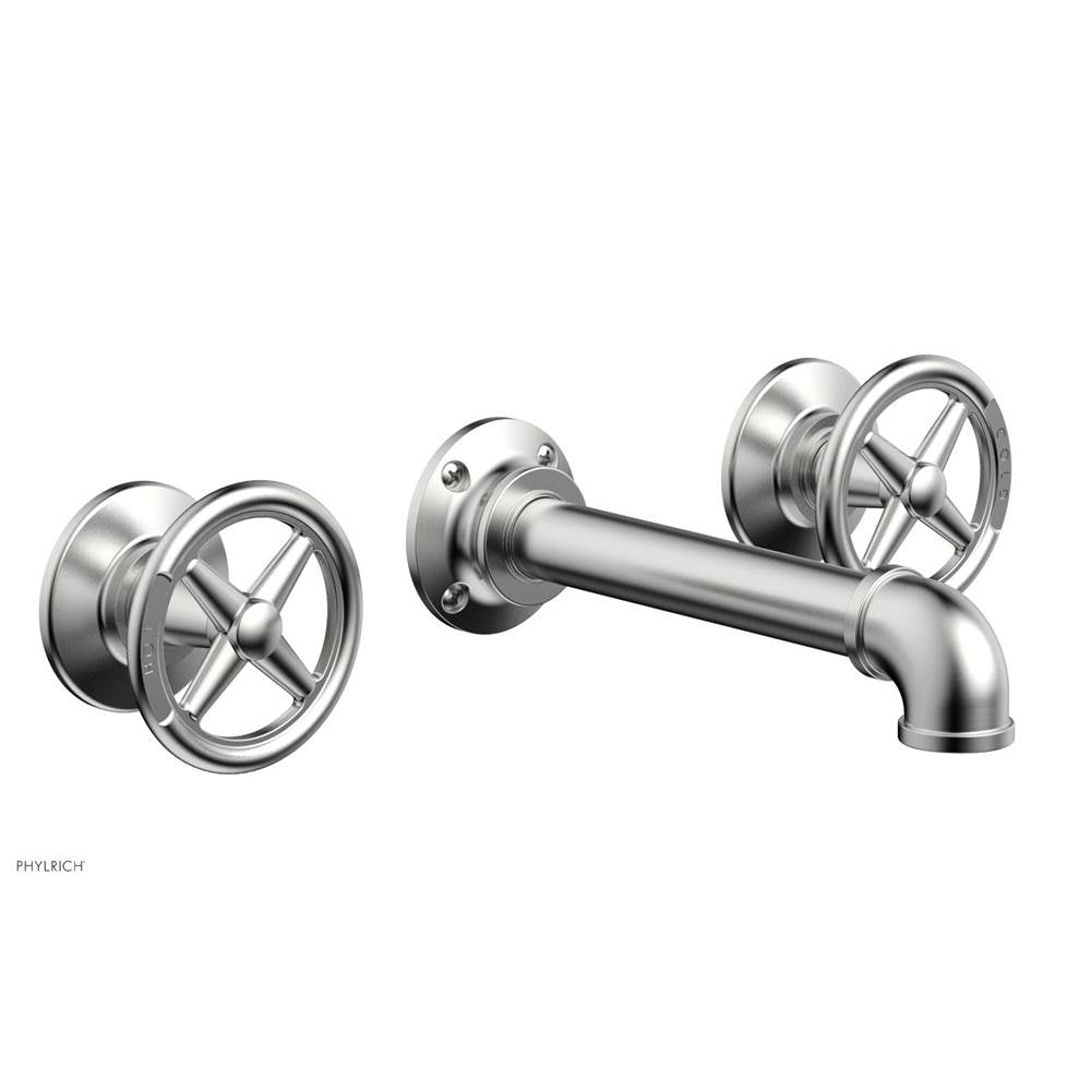 Phylrich - Wall Lav Faucet Works Industrial, Cross Handles - Satin chrome