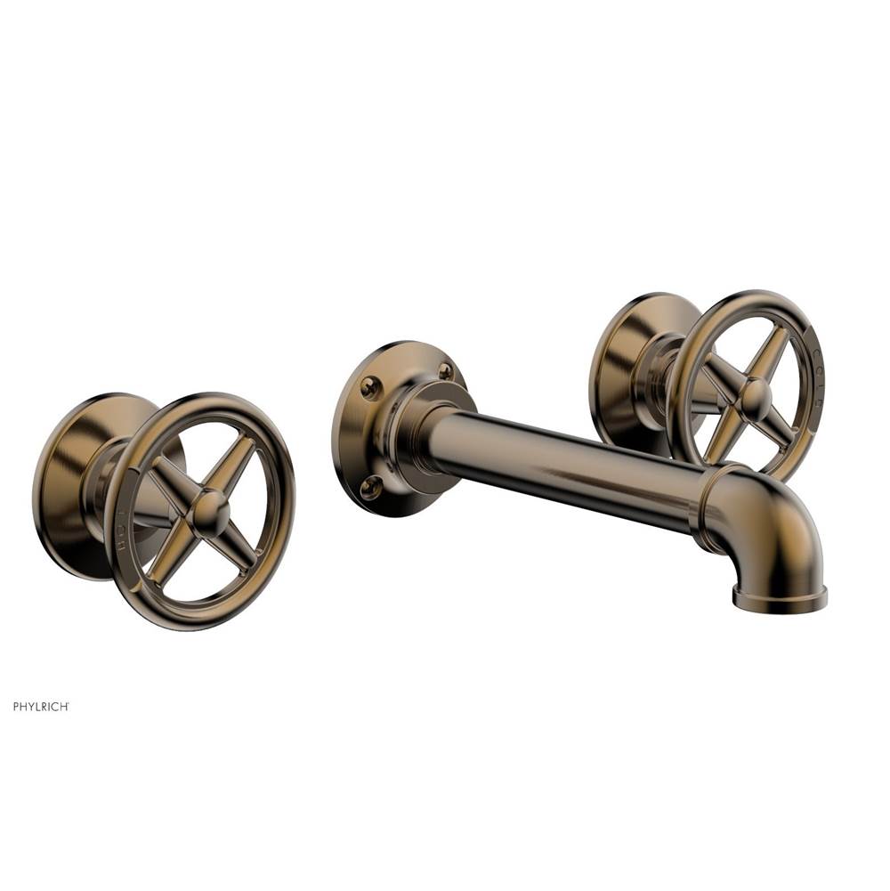 Phylrich - Wall Lav Faucet Works Industrial, Cross Handles - Antique Brass