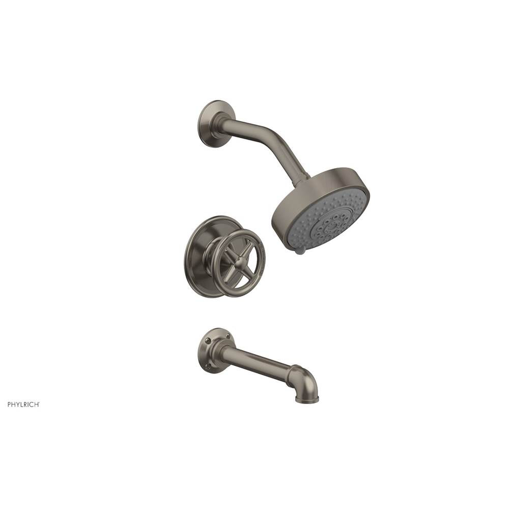 Phylrich - Pressure Balance Tub & Shower Kit, Cross Handle - Pewter