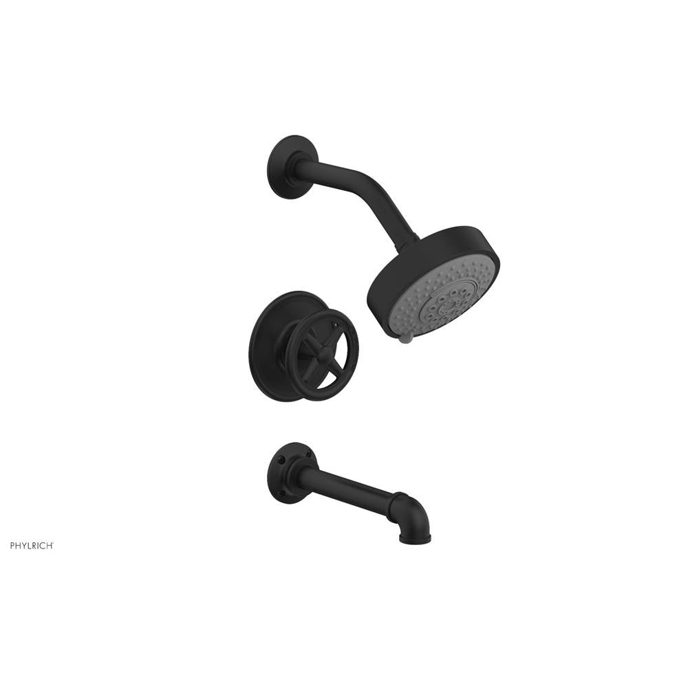 Phylrich - Pressure Balance Tub & Shower Kit, Cross Handle - Matte Black