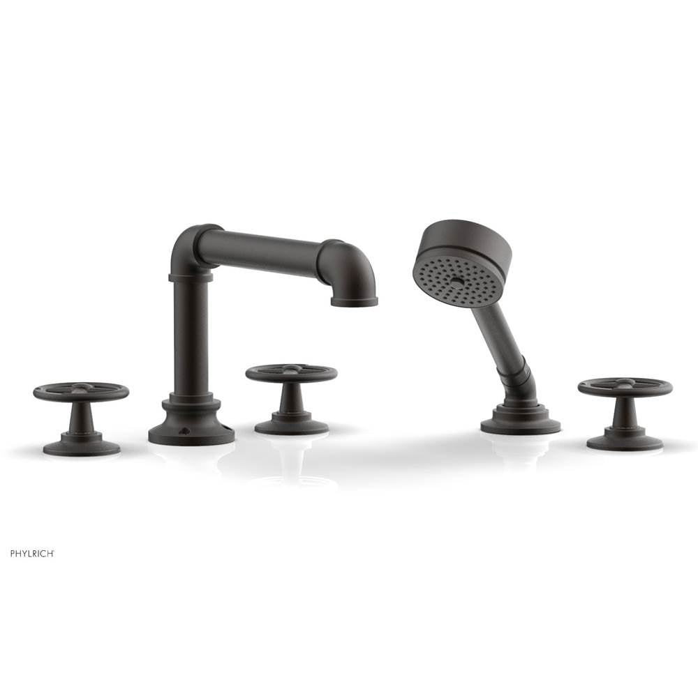 Phylrich - Deck Tub Set Works Industrial W/ Hs, Cross Handle - Oil Rubbed Bronze