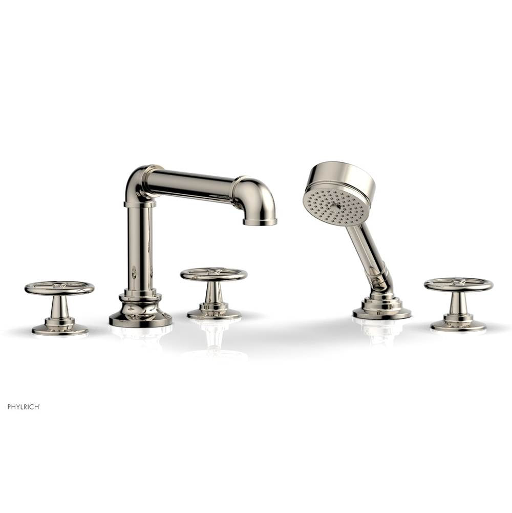 Phylrich - Deck Tub Set Works Industrial W/ Hs, Cross Handle - Polished Nickel