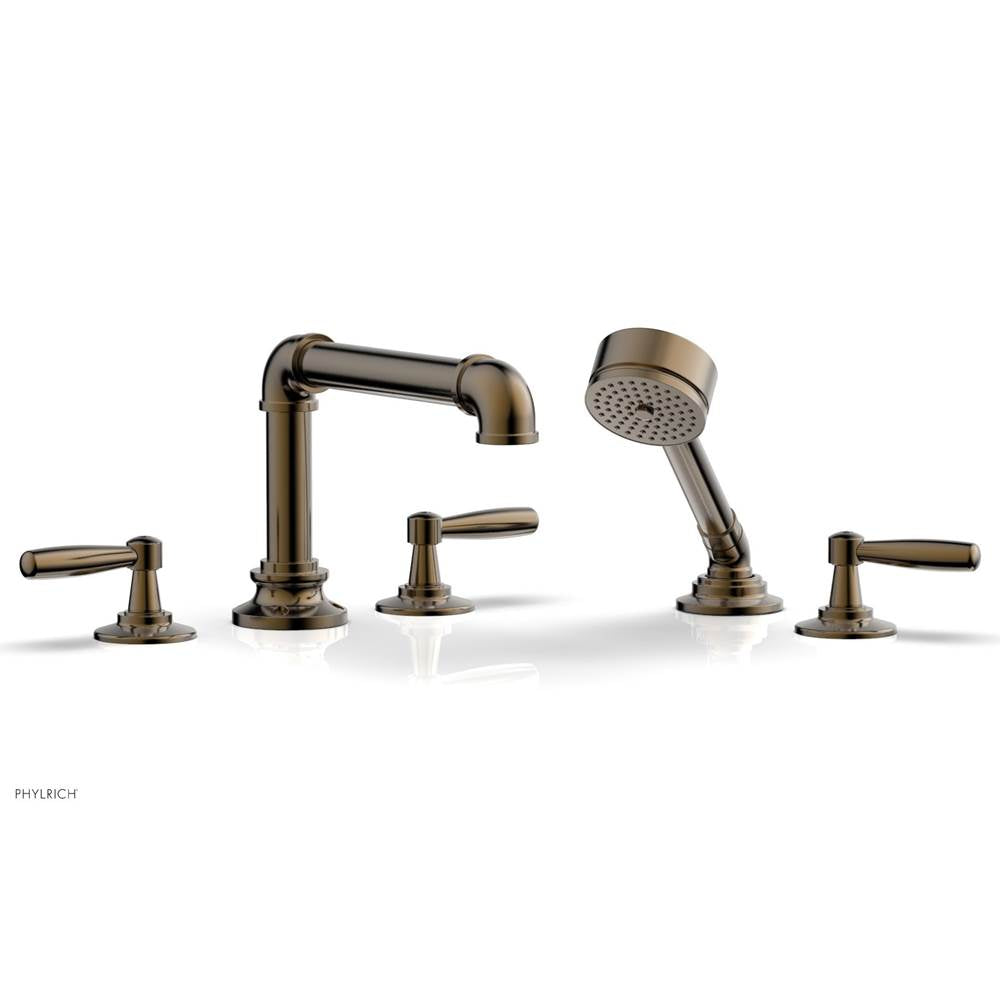 Phylrich - Deck Tub Set Works Industrial W/ Hs, Lever Handle - Antique Brass
