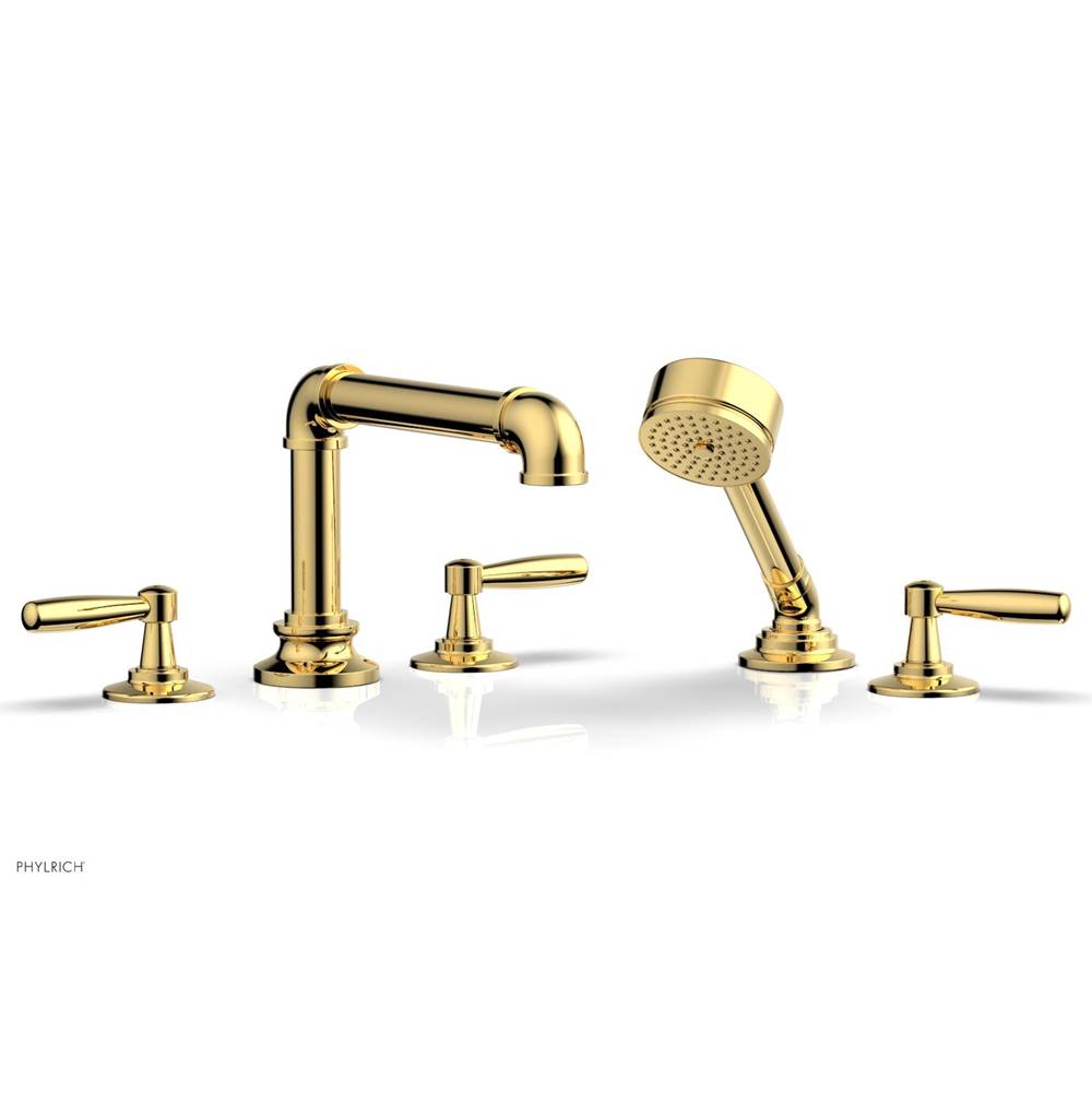 Phylrich - Deck Tub Set Works Industrial W/ Hs, Lever Handle - Polished Gold