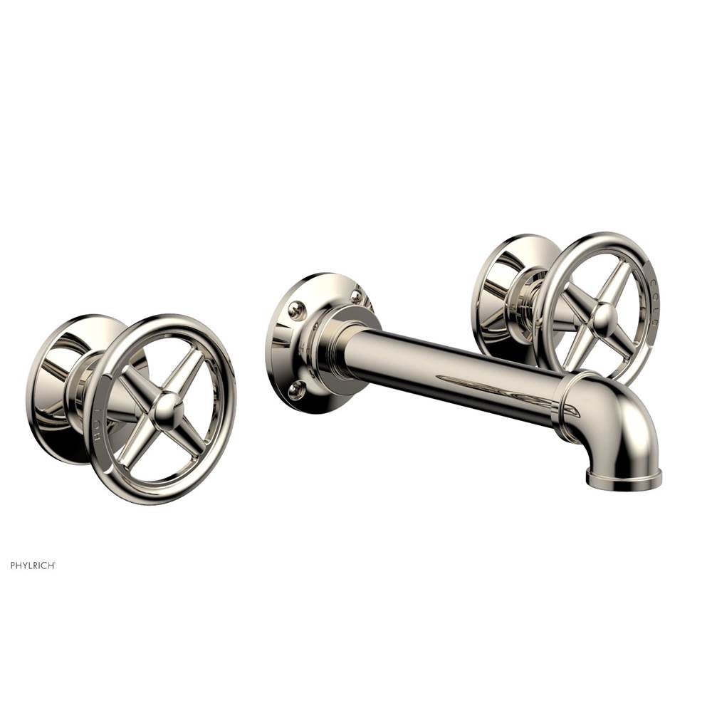 Phylrich - Wall Tub Set Works Industrial, Cross Handle - Polished Nickel