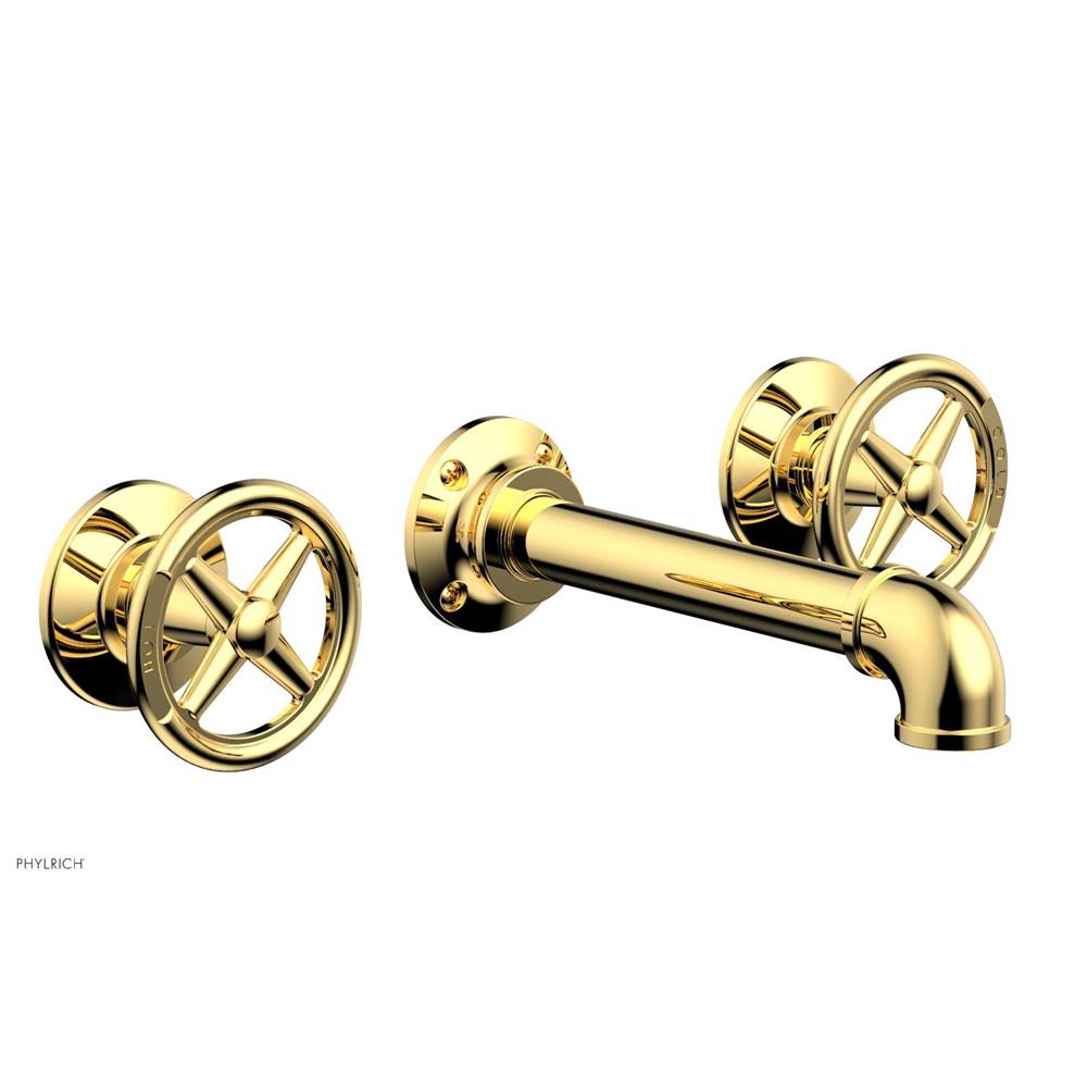 Phylrich - Wall Tub Set Works Industrial, Cross Handle - Polished Gold