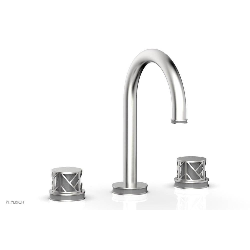 Phylrich - Burnished Nickel Jolie Widespread Lavatory Faucet With Gooseneck Spout, Round Cutaway Handles, And Grey Accents - 1.2GPM - Burnished Nickel with Grey