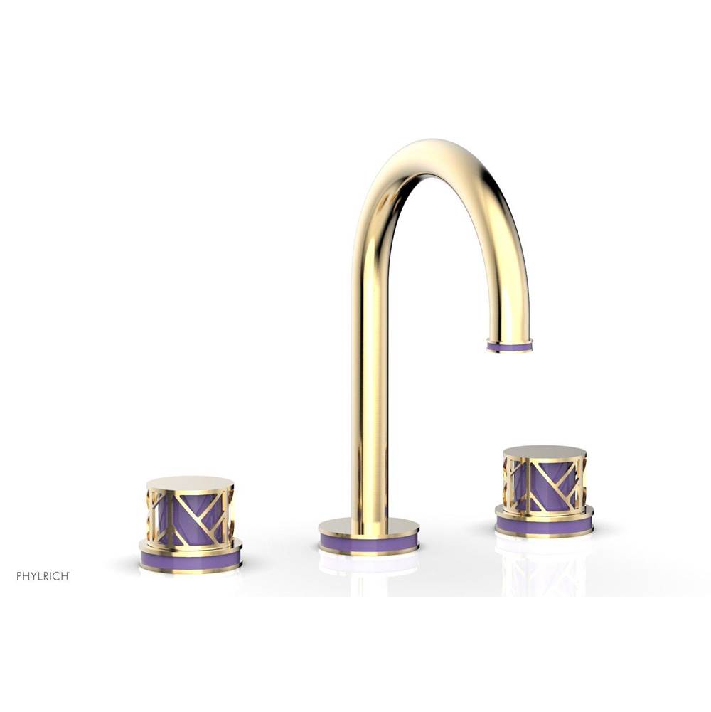Phylrich - Matte Black Jolie Widespread Lavatory Faucet With Gooseneck Spout, Round Cutaway Handles, And Purple Accents - 1.2GPM - Matte Black with Purple
