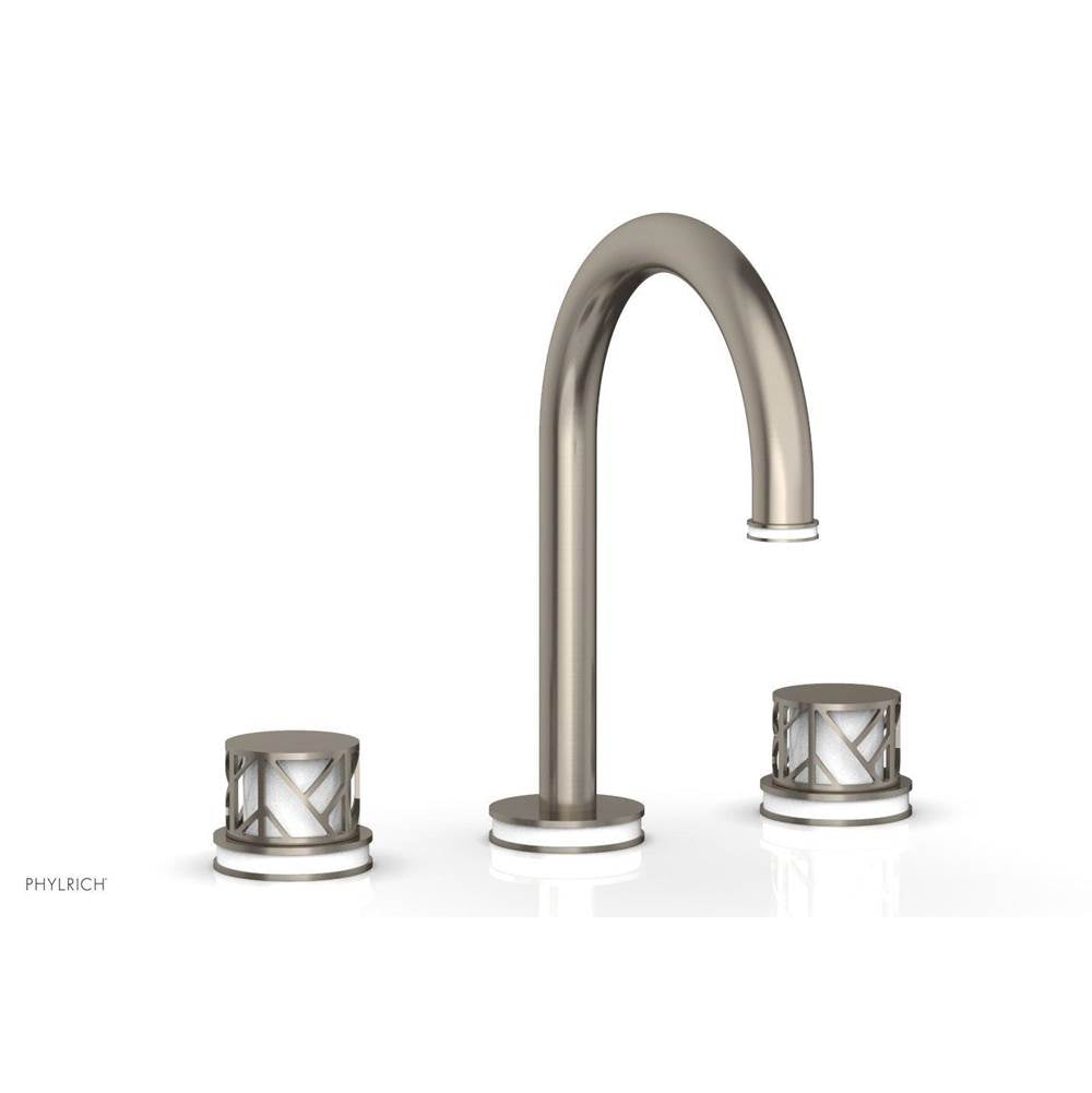 Phylrich - Polished Chrome Jolie Widespread Lavatory Faucet With Gooseneck Spout, Round Cutaway Handles, And Gloss White Accents - 1.2GPM - Polished Chrome