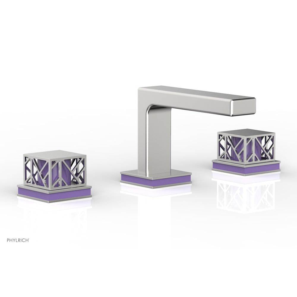 Phylrich - Burnished Nickel Jolie Widespread Lavatory Faucet With Rectangular Low Spout, Square Cutaway Handles, And Purple Accents - 1.2GPM - Burnished Nickel with Purple