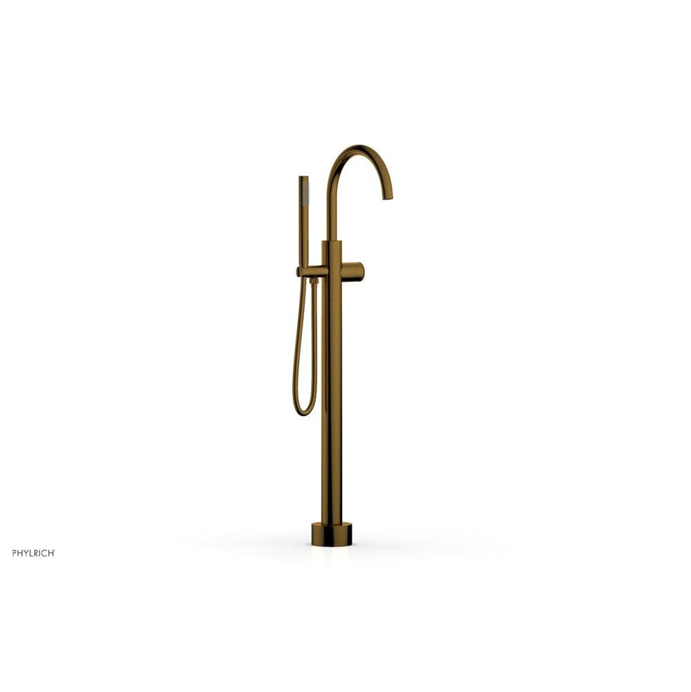 Phylrich - Floor Mounted Tub Filler Knurled Hdl W/Handshwr-Tall - French Brass