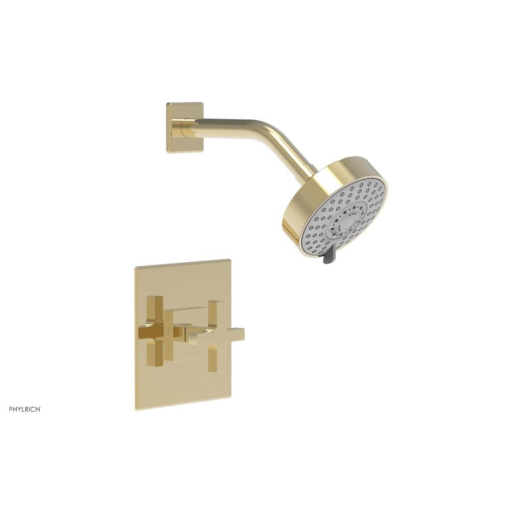 Phylrich - CROI - Pressure Balance Shower Set - Cross Handle - Polished Brass Uncoated