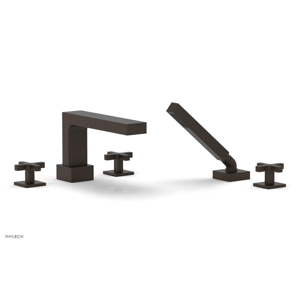 Phylrich - CROI - Deck Tub Set with Hand Shower - Cross Handles - Antique Bronze
