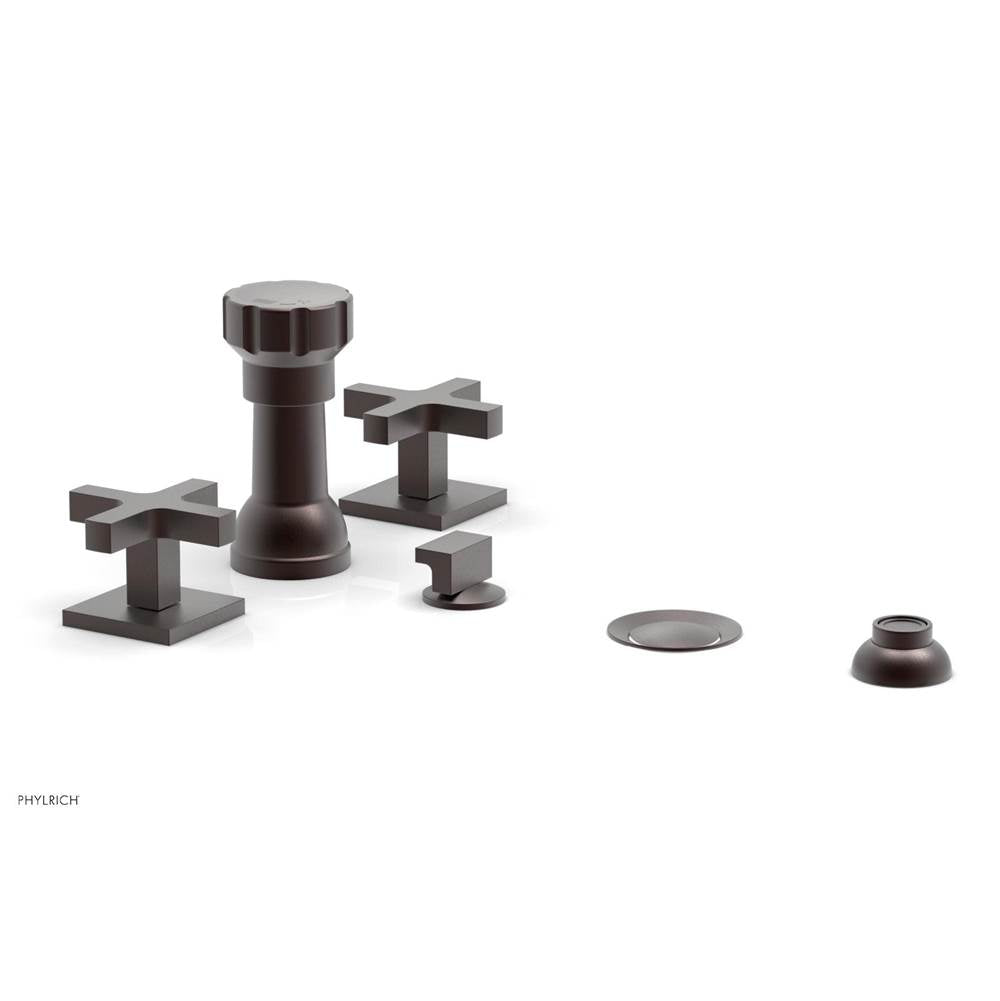 Phylrich - CROI - Four Hole Bidet Set - Cross Handles - Weathered Copper