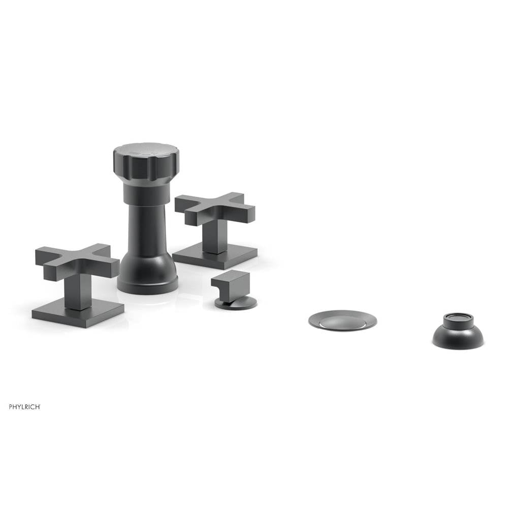 Phylrich - CROI - Four Hole Bidet Set - Cross Handles - Gun Metal