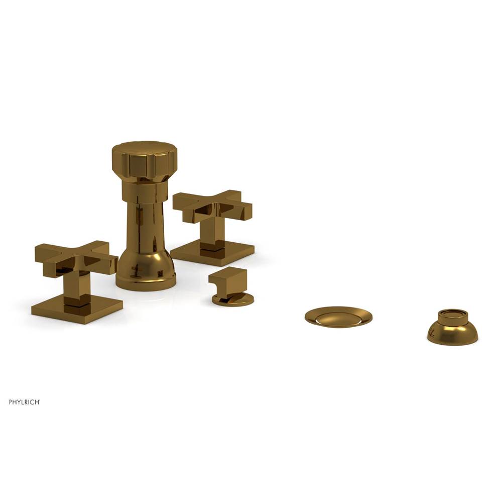 Phylrich - CROI - Four Hole Bidet Set - Cross Handles - French Brass