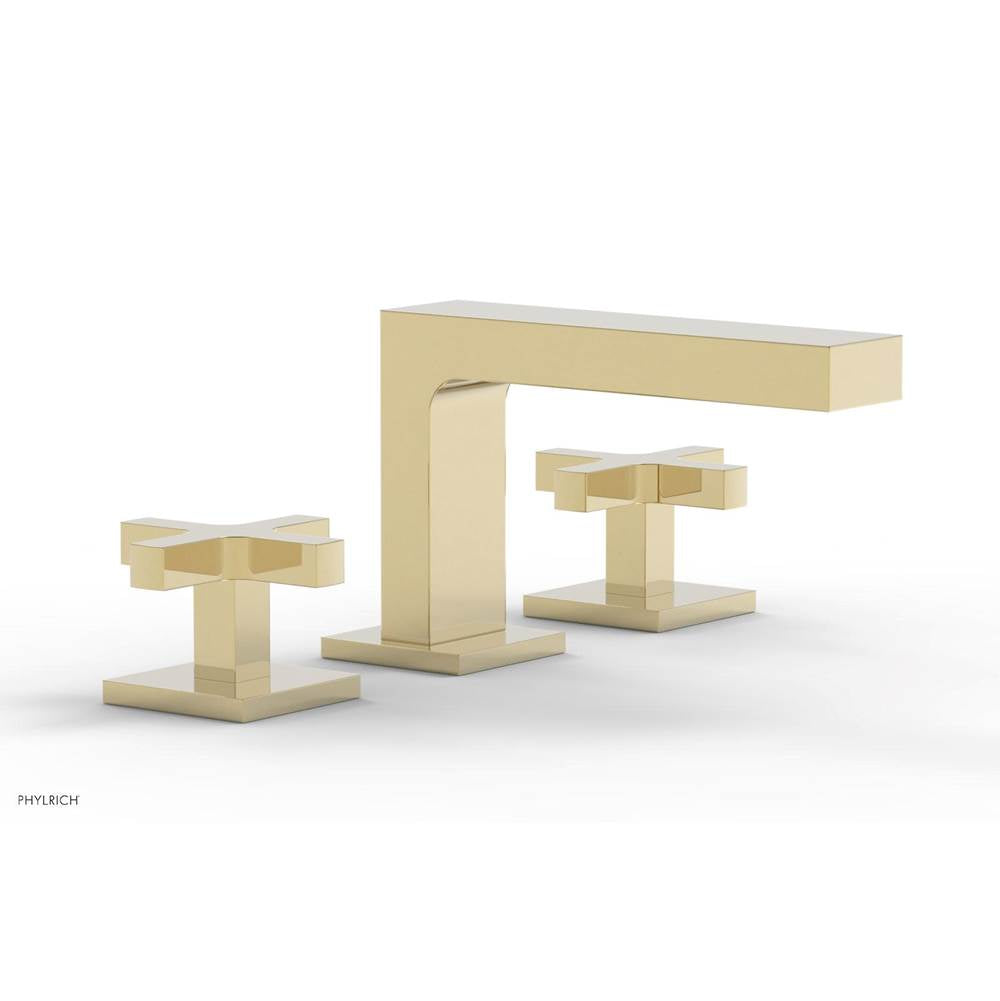 Phylrich - CROI - Widespread Faucet - Low Spout Cross Handles - Polished Brass Uncoated