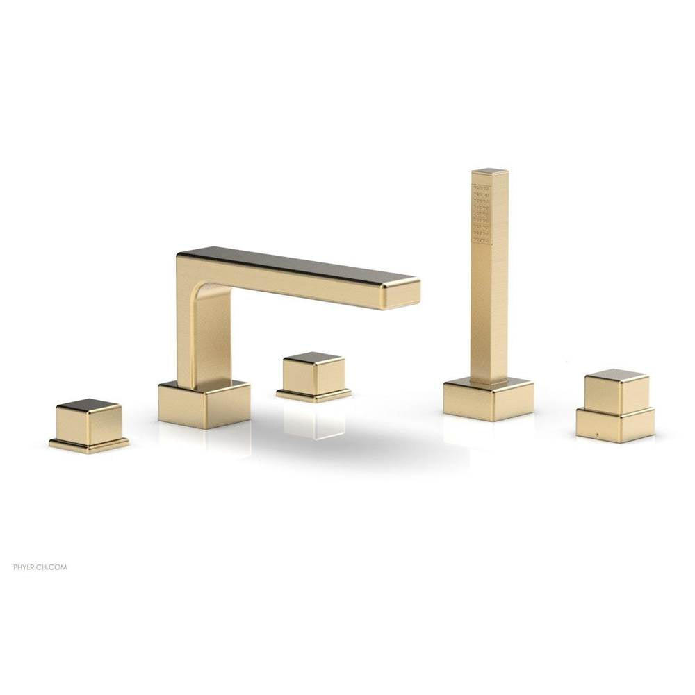 Phylrich - Deck Tub W H/S, Cube - Satin Brass