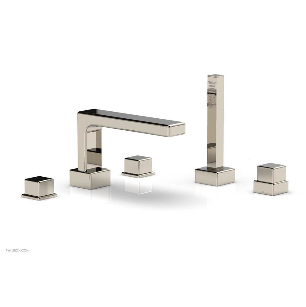 Phylrich - Deck Tub W H/S, Cube - Polished Nickel