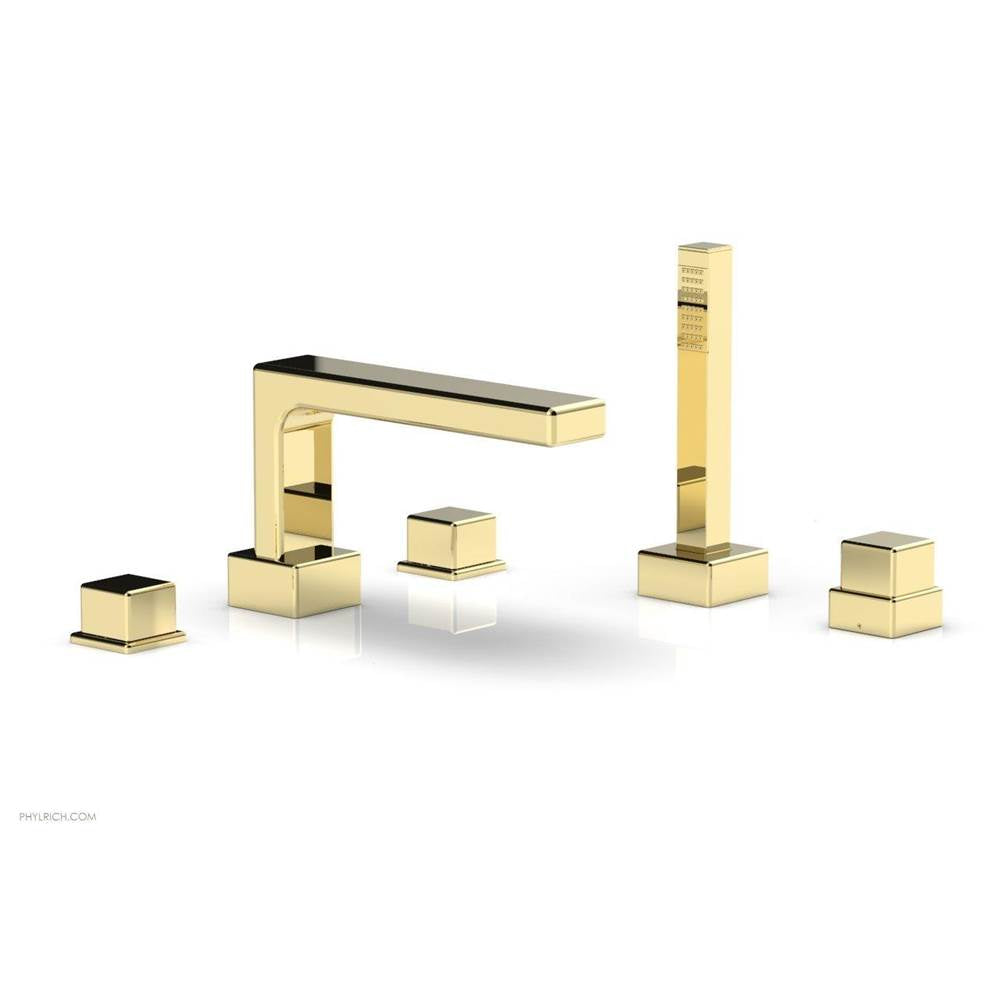 Phylrich - Deck Tub W H/S, Cube - Polished Brass