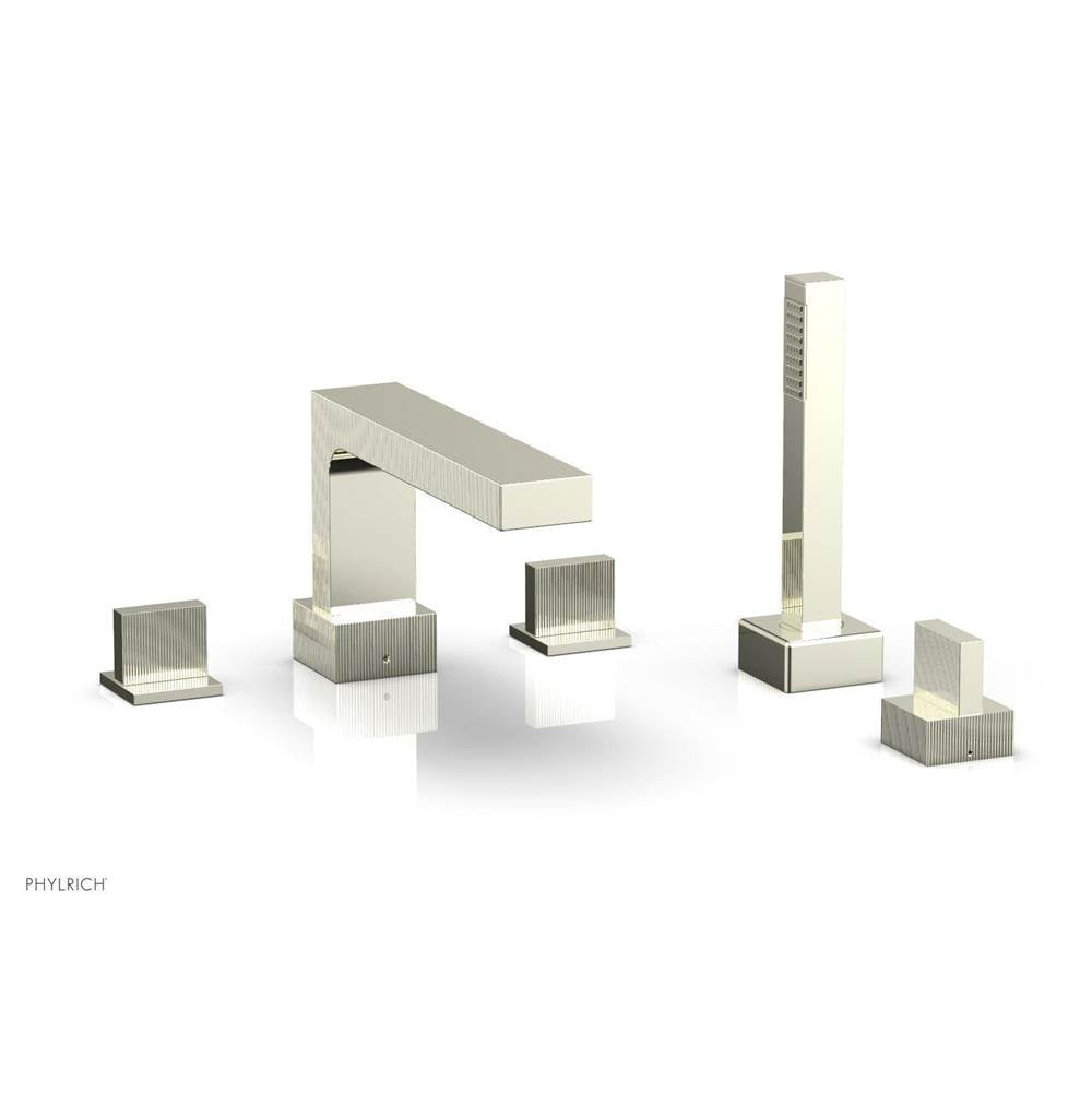 Phylrich - STRIA Deck Tub Set with Hand Shower Blade Handles 291-48 - Polished Brass Uncoated