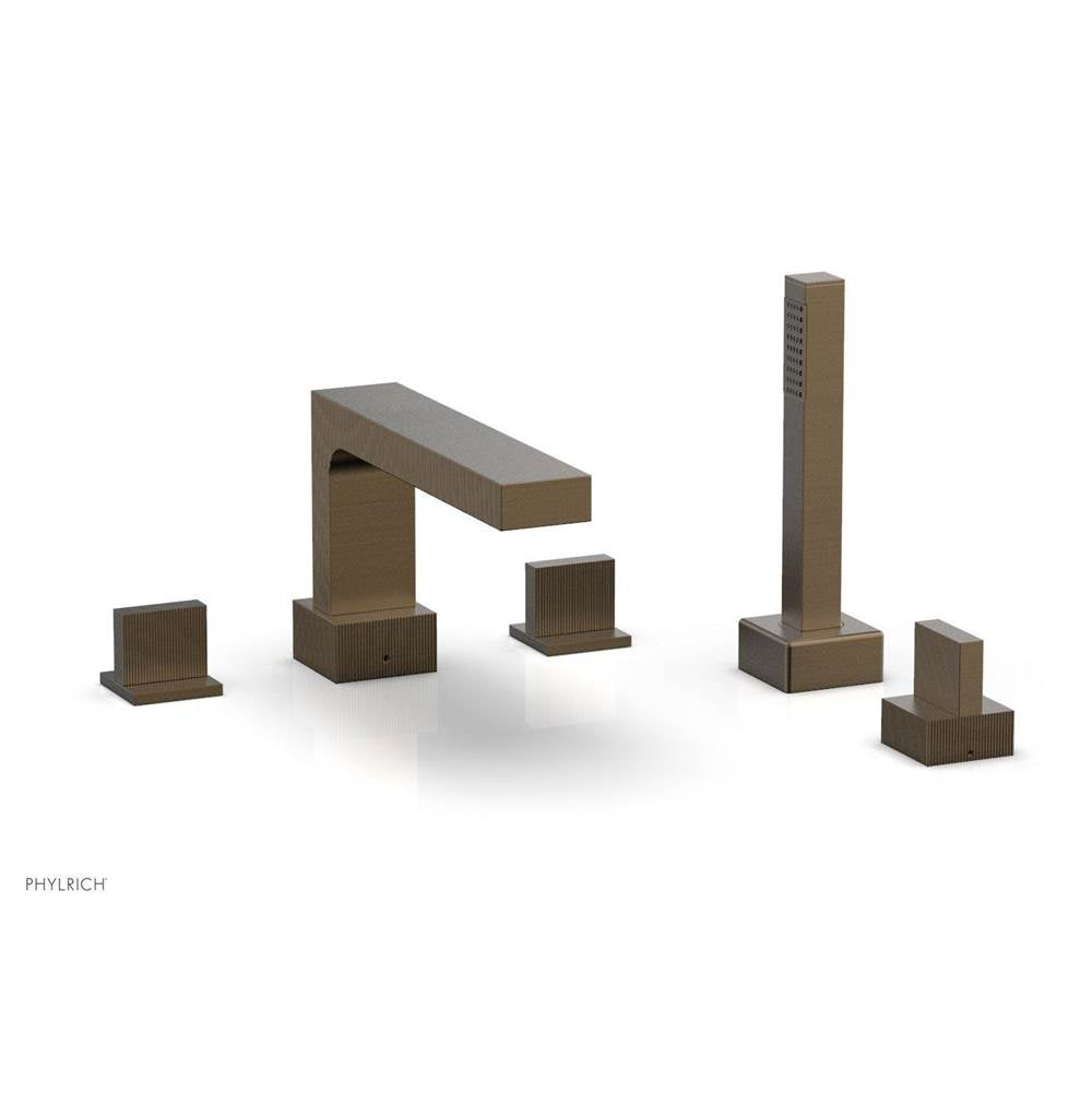 Phylrich - STRIA Deck Tub Set with Hand Shower Blade Handles 291-48 - Old English Brass
